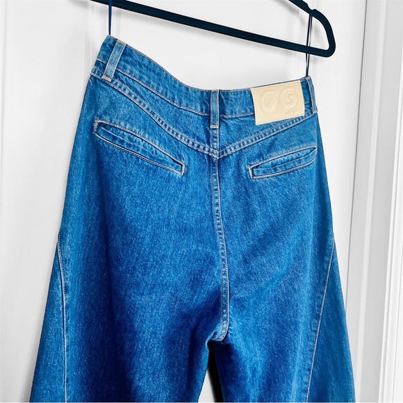 Cult Gaia Mey Wide Leg Jeans High Rise Seam Detail Denim High Waist Pants 29 - Picture 4 of 10